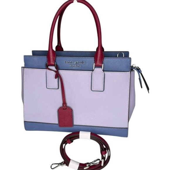 Kate Spade Colorblock Saffiano Satchel Lavender Blue Crossbody NWOT